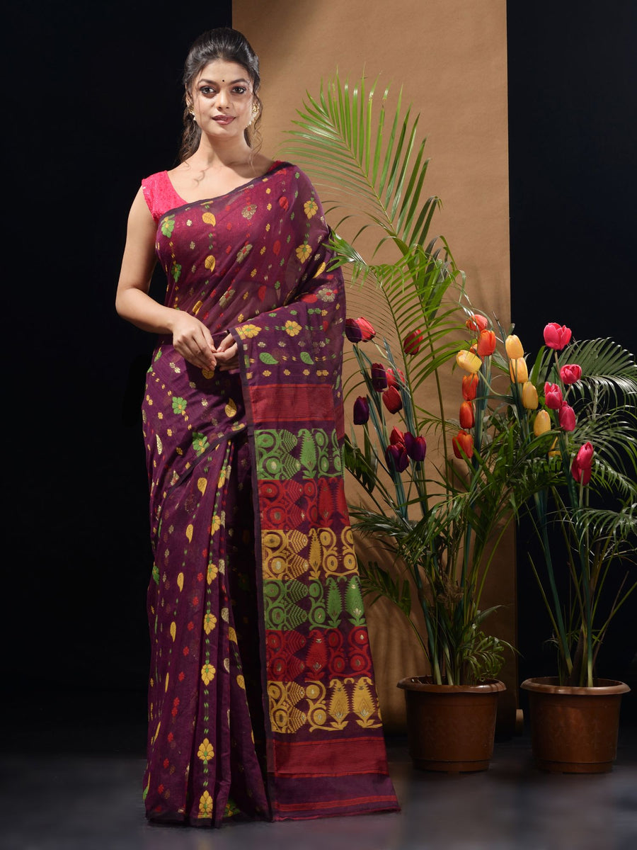 Magenta Jamdani Saree