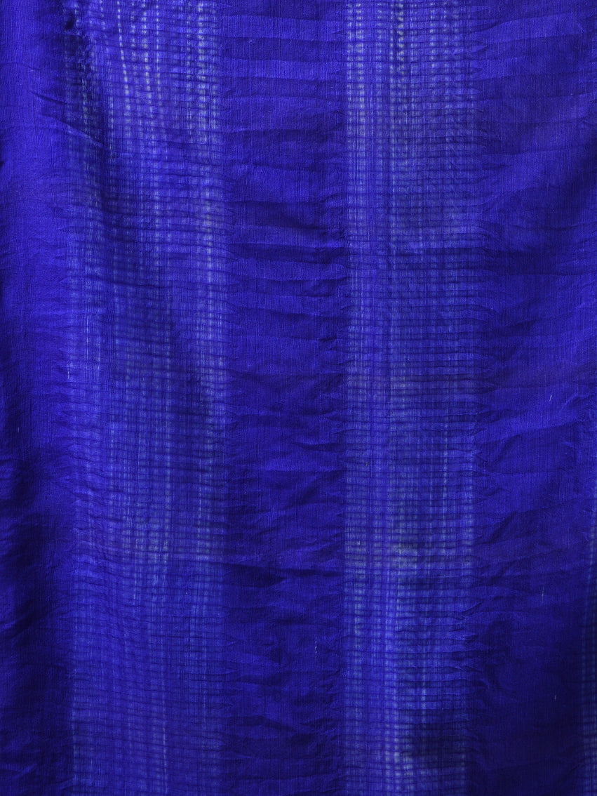 Matka Texture Royal Blue Matka Handwoven Saree With Texture Pattern – Charukriti