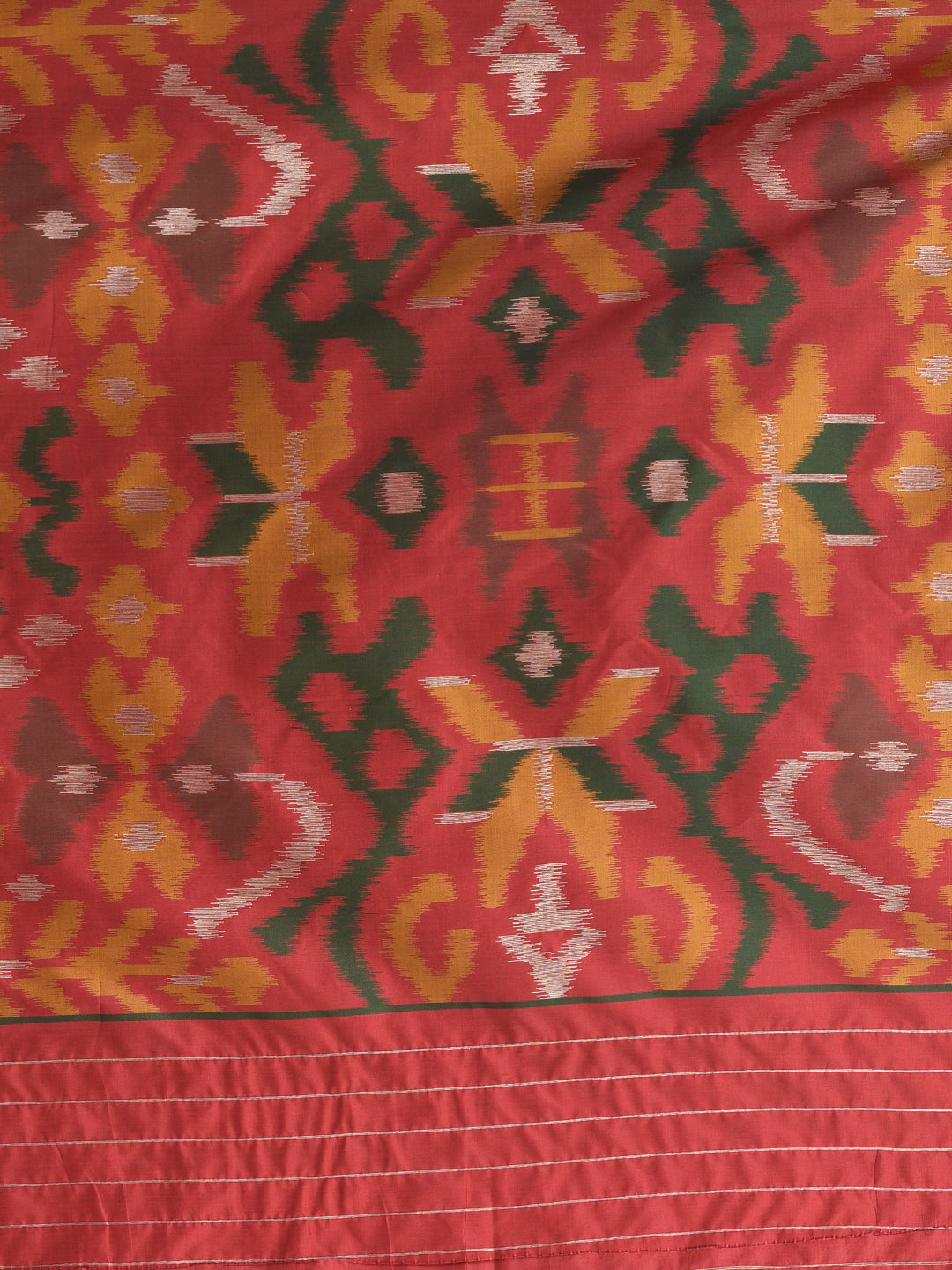 Pochampally Pattern Exquisite Green Pochampally Silk Saree with Vibrant Ikat Pattern ...