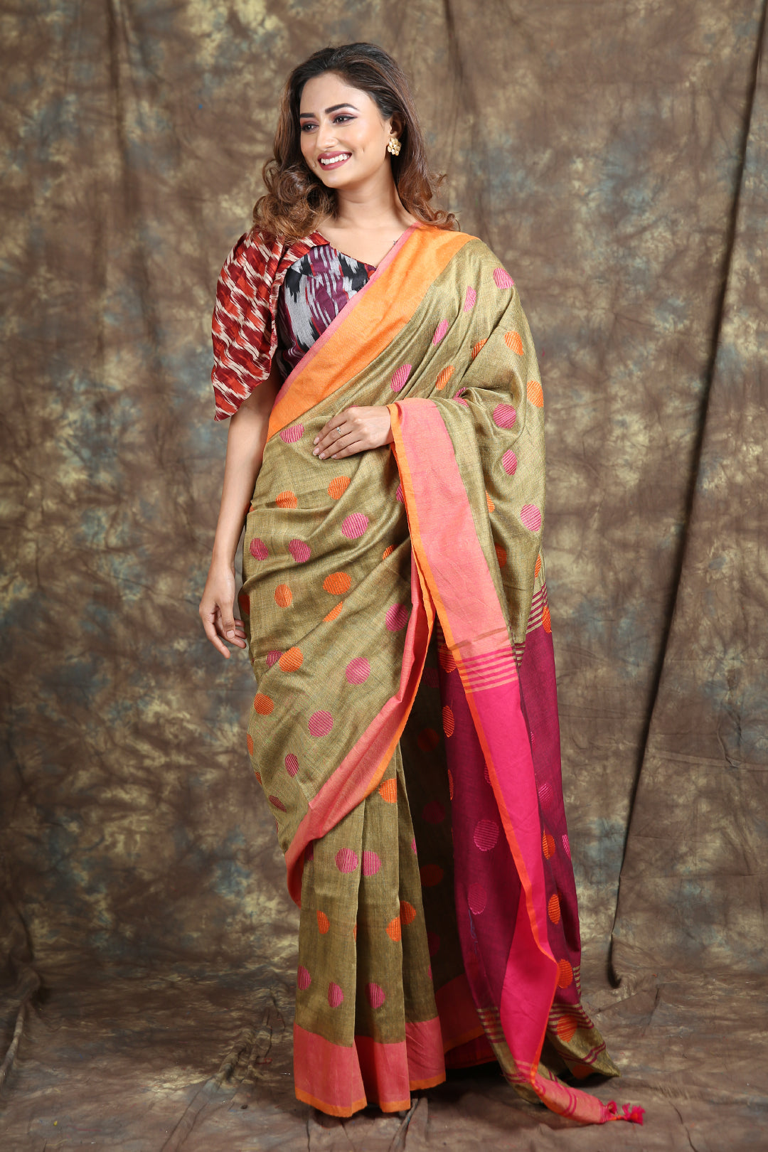 Pure Soft Cotton Saree Online Floral Print Saree Beige