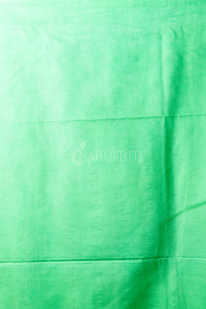 Pulsar Pink And Parrot Green Blended Cotton Saree With Ghicha Stripes - Charukriti.co.in