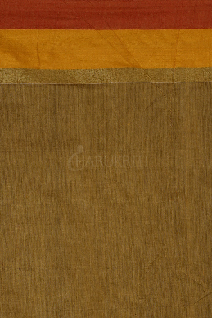 WINE BLENDED COTTON SAREE WITH MULTI-COLOR BORDER AND MELLOW YELLOW PALLU freeshipping - Charukriti