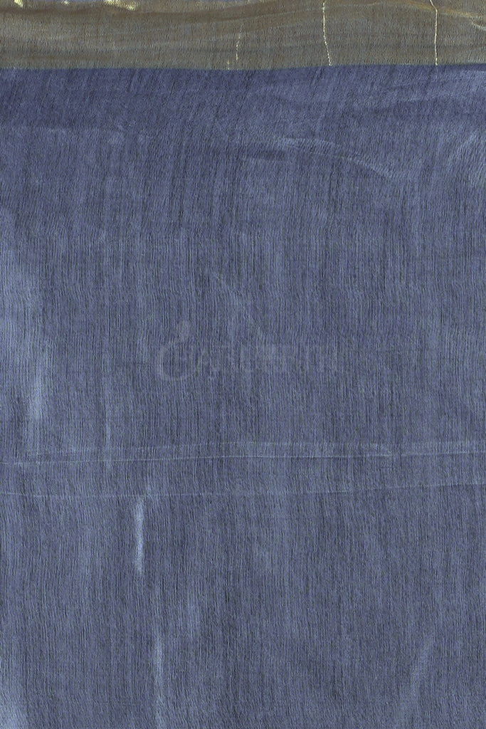 LIGHT STEEL BLUE BLENDED COTTON SAREE WITH GEOMETRIC PALLU freeshipping - Charukriti