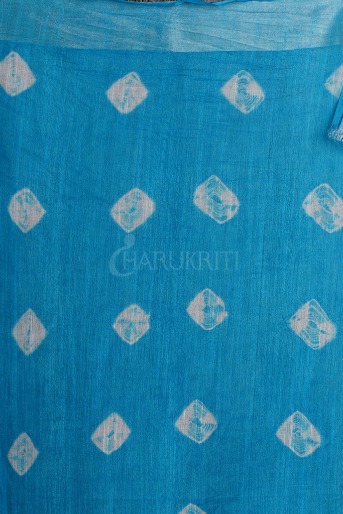 PINK AND SKY BLUE TIE & DYE BANDHANI PRINTED LINEN SAREE freeshipping - Charukriti