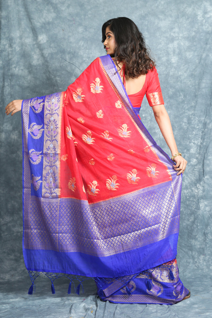 Charukriti Red Matka Silk Soft Saree with unstitched blouse freeshipping - Charukriti