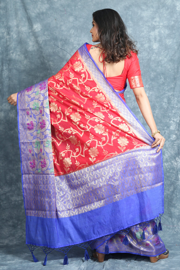 Red Matka Silk Soft Saree with Zari Woven freeshipping - Charukriti