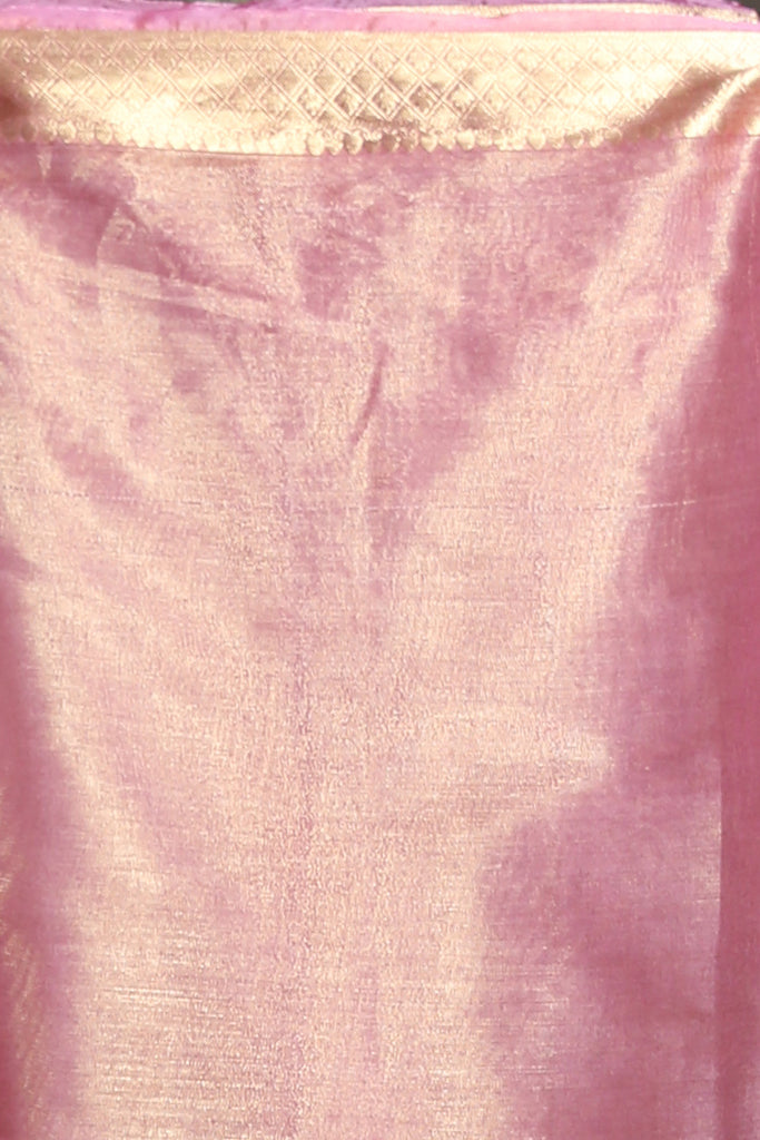 Rouge Pink Tissue Saree With Golden Zari Weaving freeshipping - Charukriti