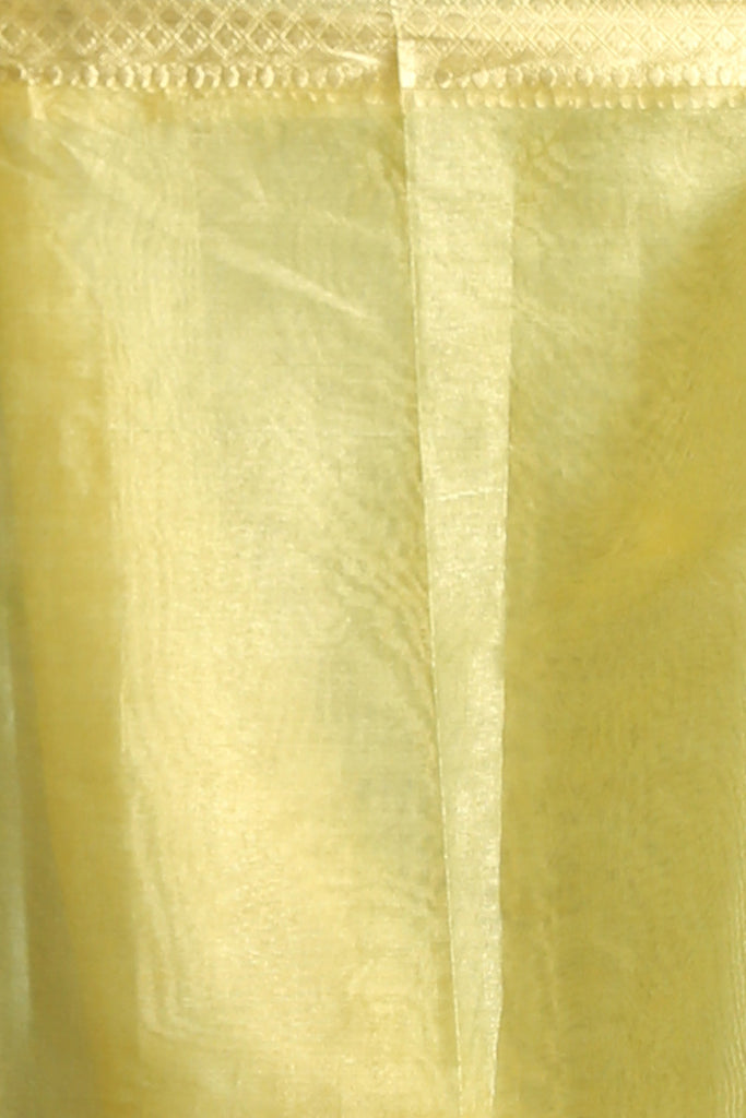 Light Yellow Tissue Saree With Golden Zari Weaving freeshipping - Charukriti