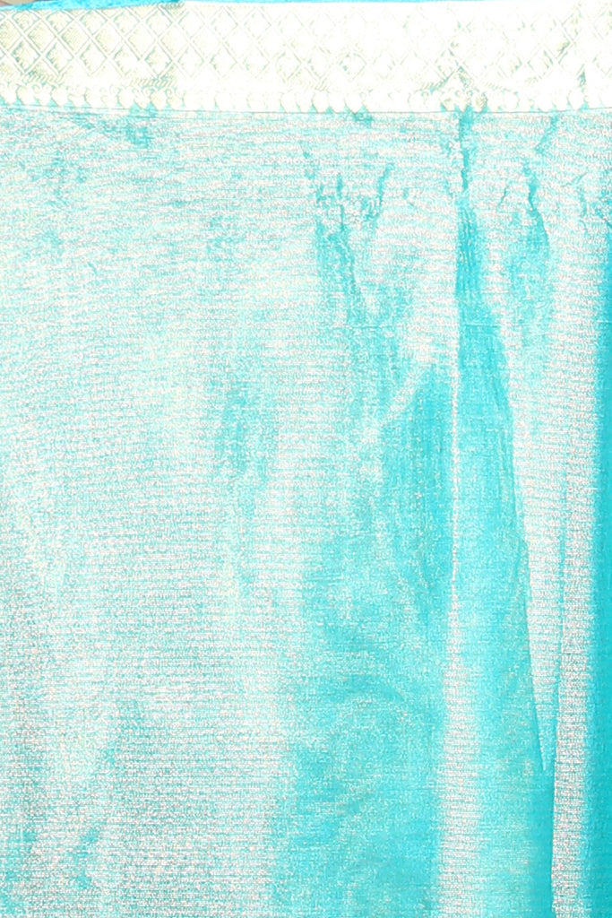 Sky Blue Tissue Saree With Golden Zari Weaving freeshipping - Charukriti